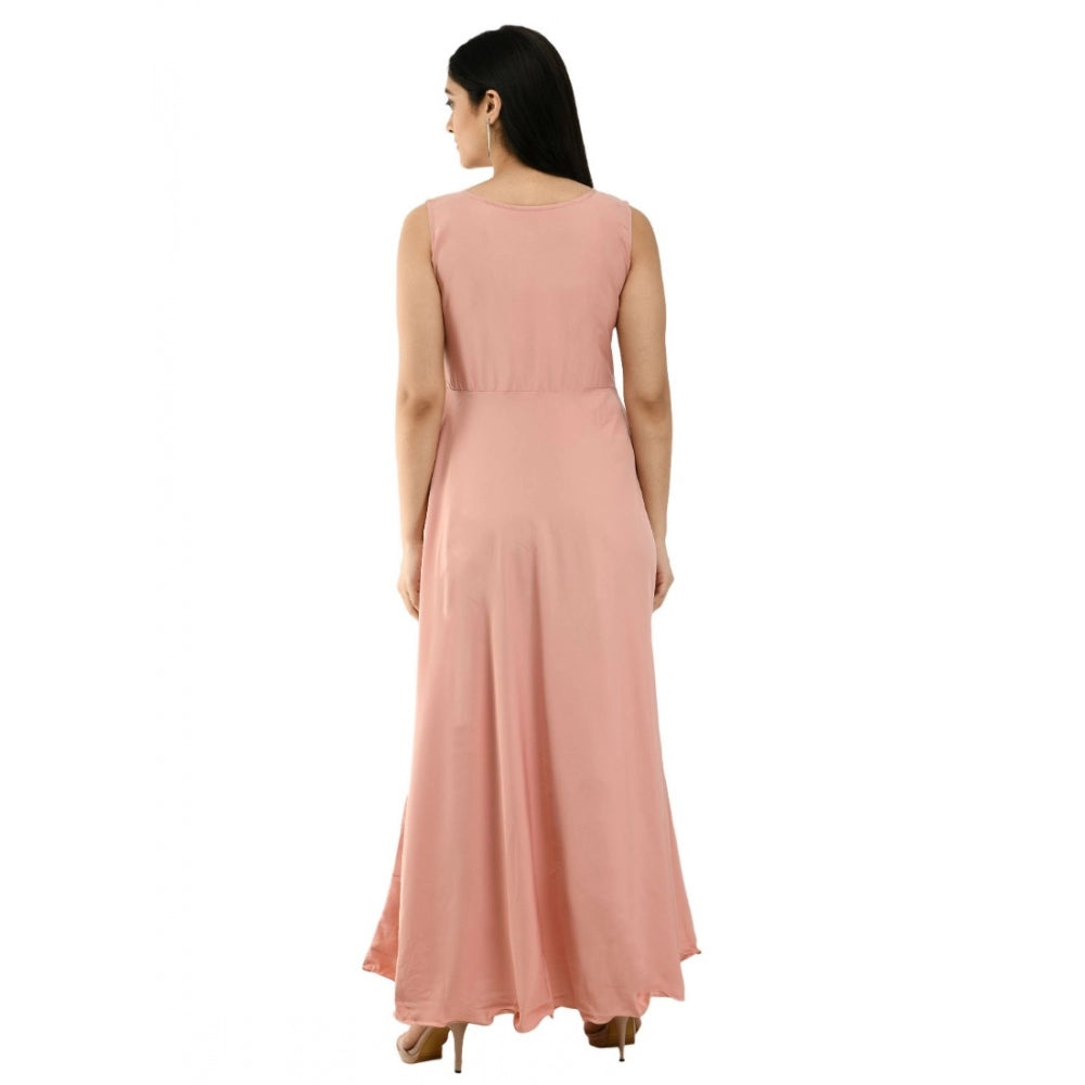 Gorgeous Crepe Solid Sleeveless Full Length Gown