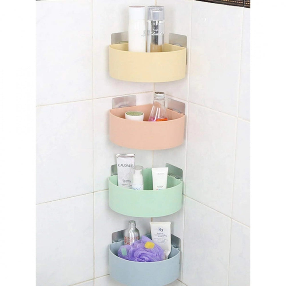 Voguish Wall Mount Storage Corner Shelf Bathroom Kitchen Rack Self Adhesive Shower Caddy Plastic Triangle Basket