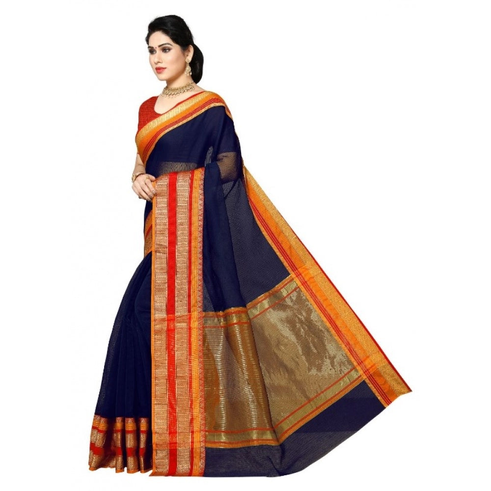 Pretty Kota Doria Cotton Border Saree With Blouse piece