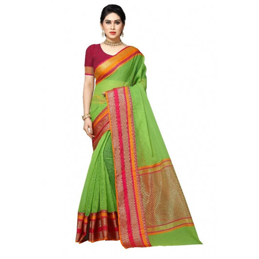 Pretty Kota Doria Cotton Border Saree With Blouse piece