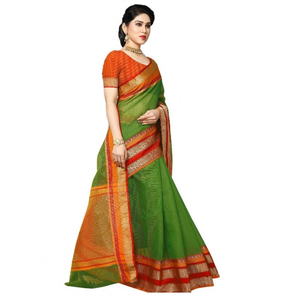 Pretty Kota Doria Cotton Border Saree With Blouse piece