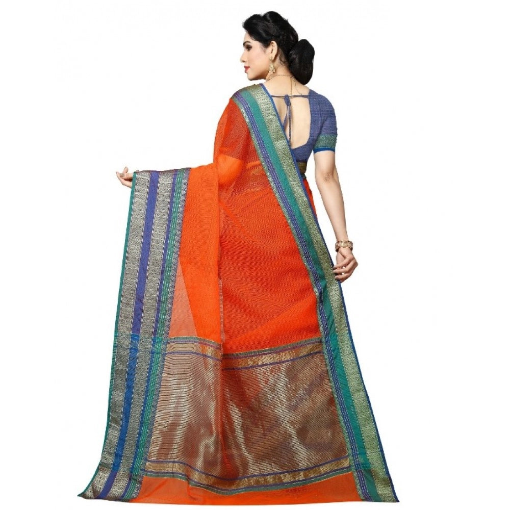 Pretty Kota Doria Cotton Border Saree With Blouse piece