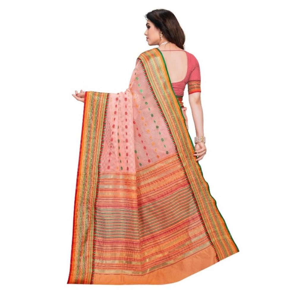 Pretty Kota Doria Cotton Woven Butta Saree With Blouse piece