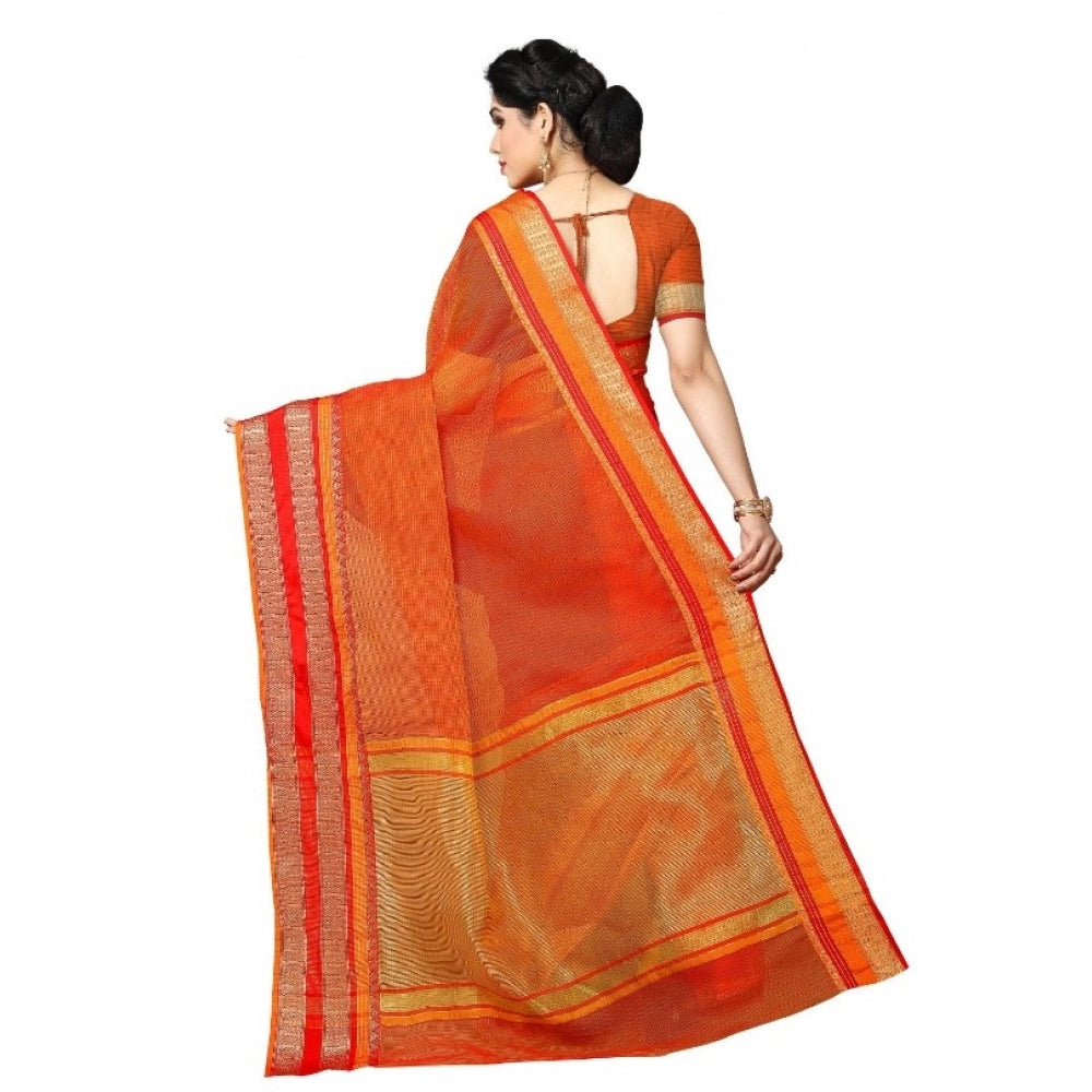 Pretty Kota Doria Cotton Border Saree With Blouse piece