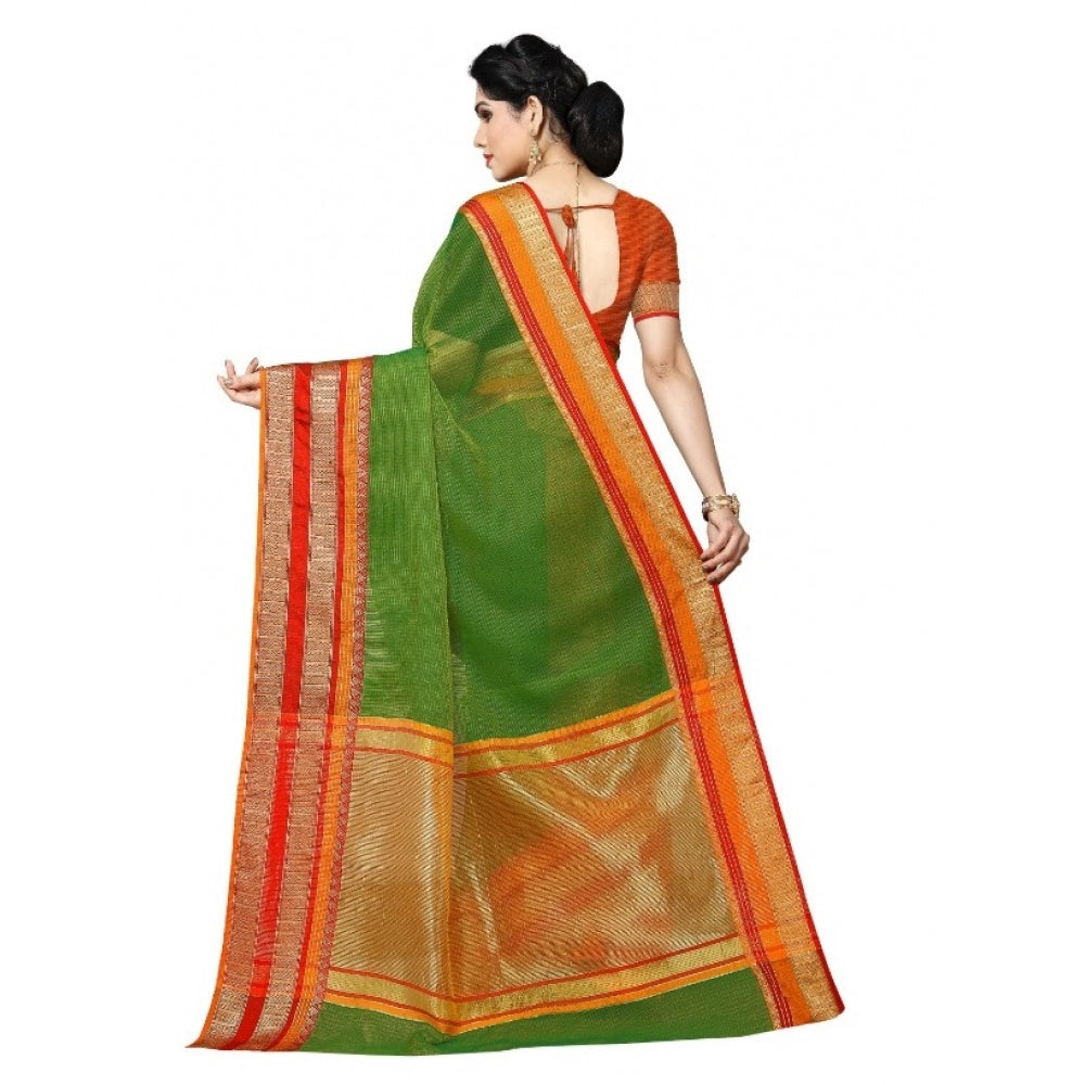 Pretty Kota Doria Cotton Border Saree With Blouse piece