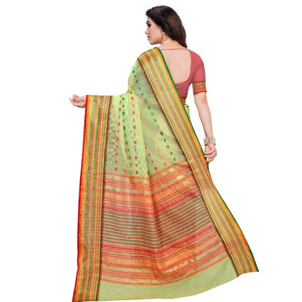 Pretty Kota Doria Cotton Woven Butta Saree With Blouse piece