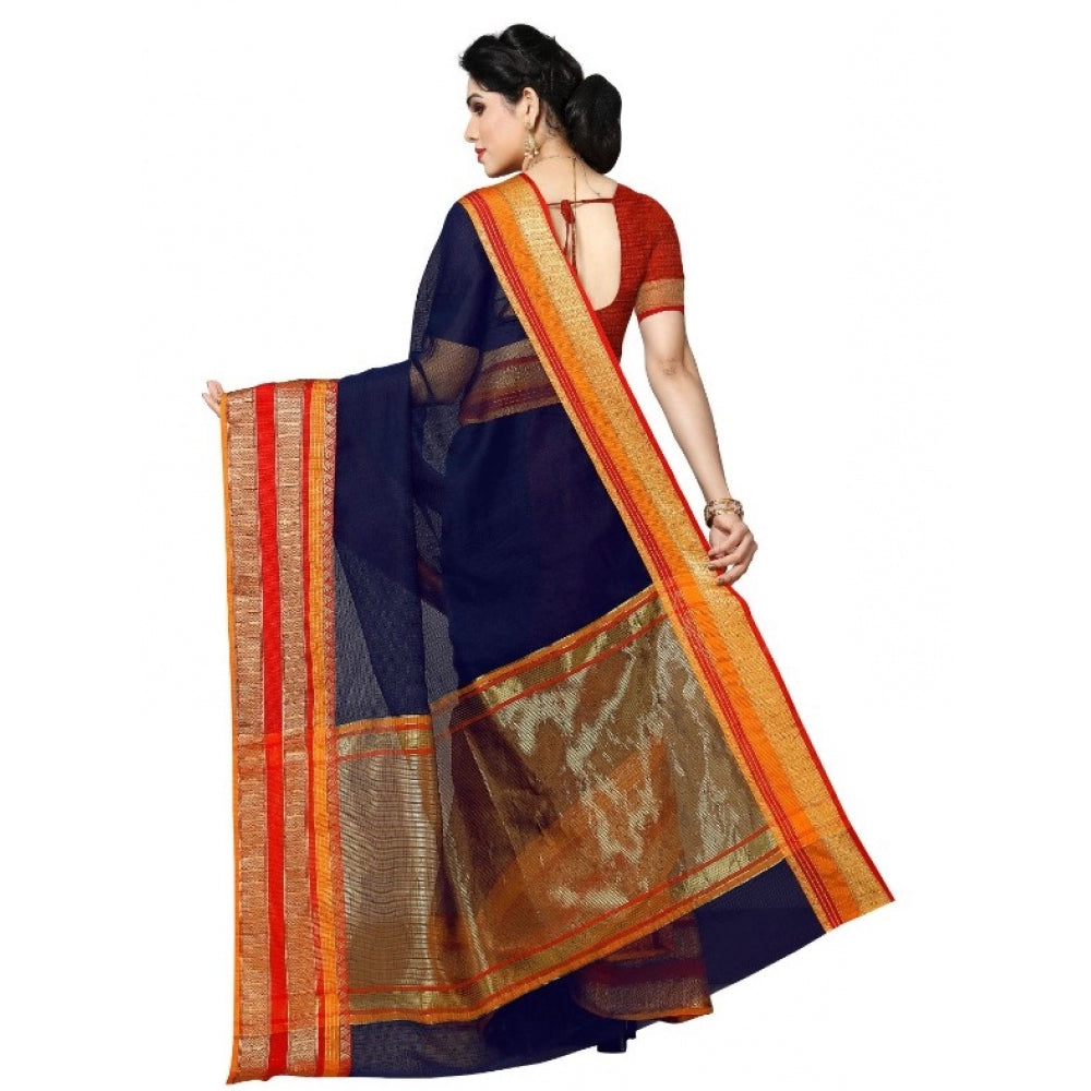 Pretty Kota Doria Cotton Border Saree With Blouse piece