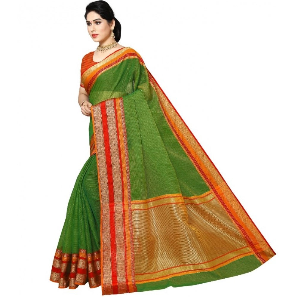 Pretty Kota Doria Cotton Border Saree With Blouse piece