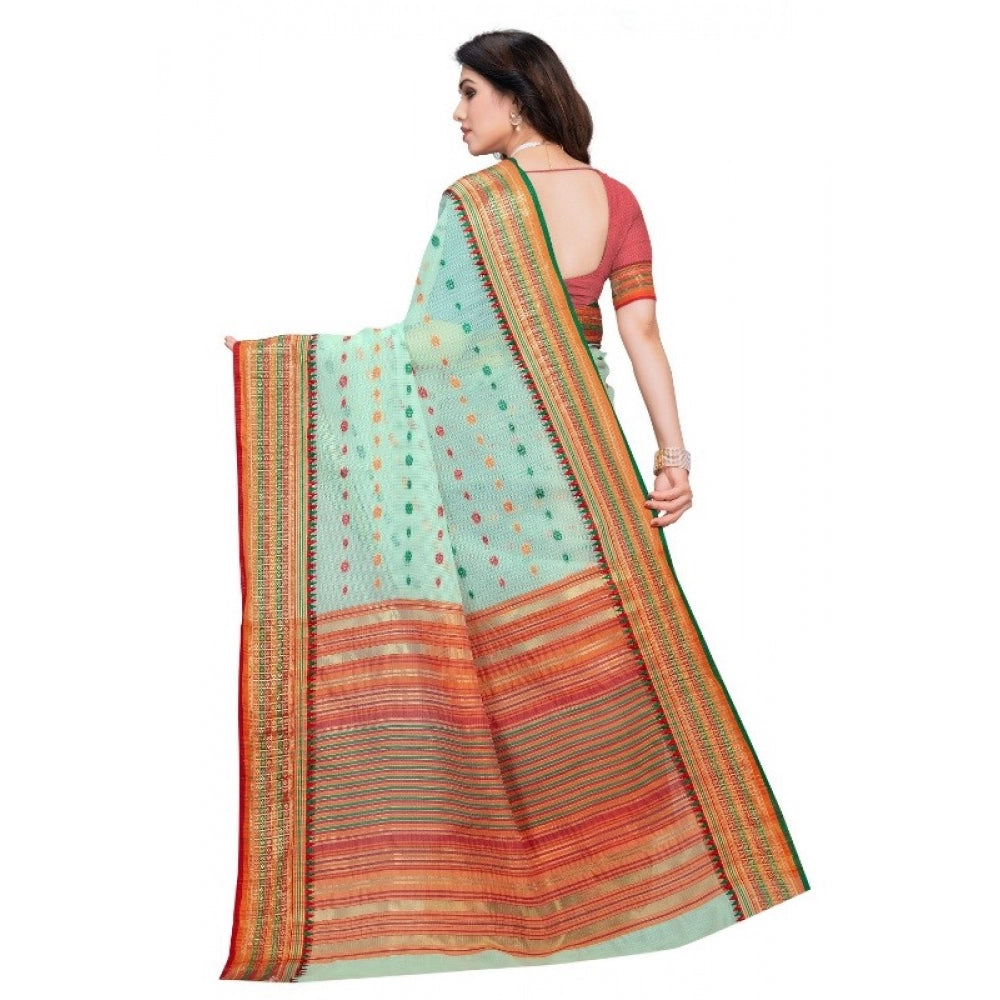 Pretty Kota Doria Cotton Woven Butta Saree With Blouse piece