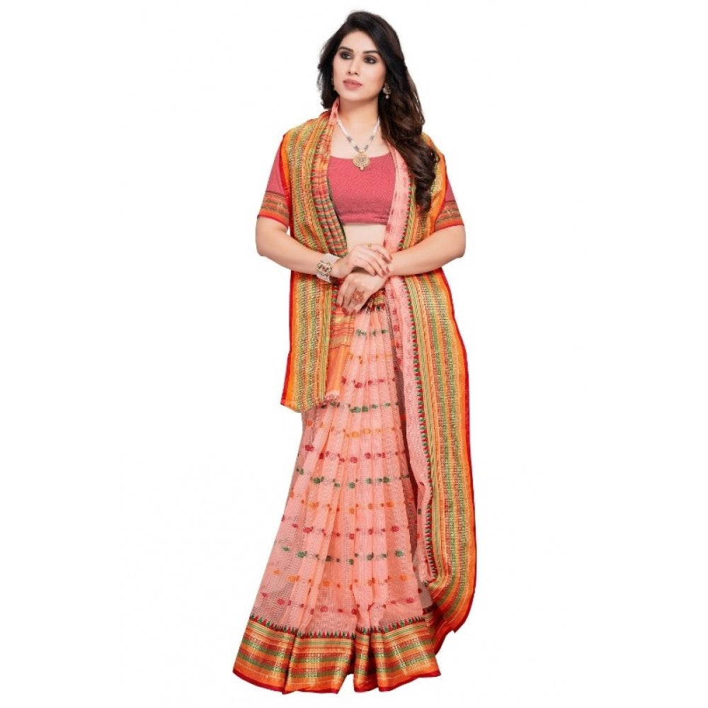 Pretty Kota Doria Cotton Woven Butta Saree With Blouse piece