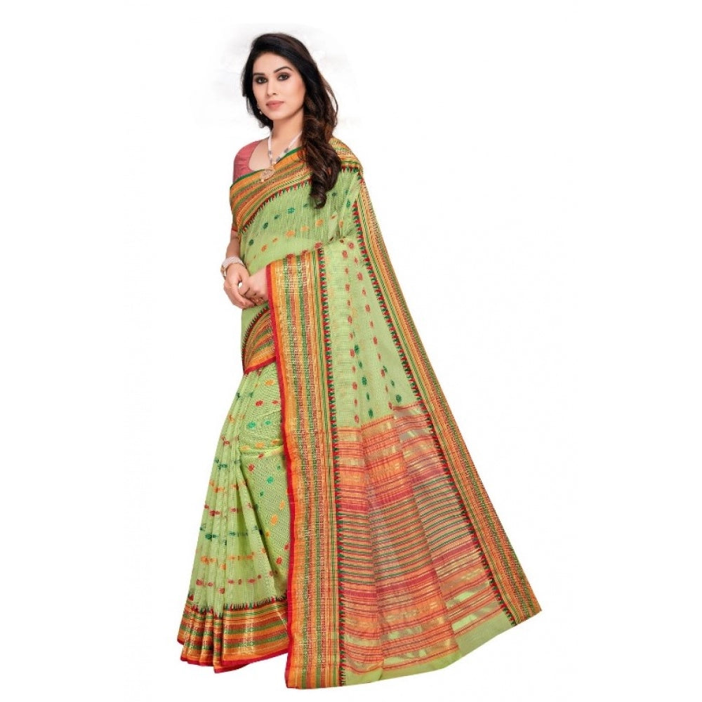 Pretty Kota Doria Cotton Woven Butta Saree With Blouse piece