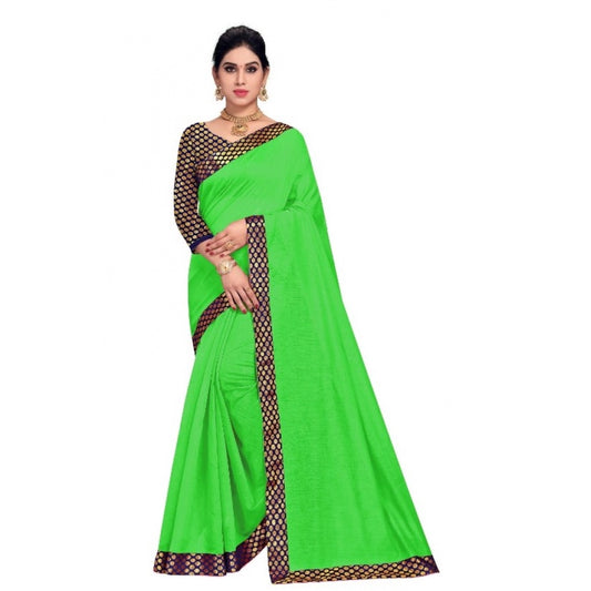 Pretty Chanderi Cotton Lace Border Saree With Blouse piece