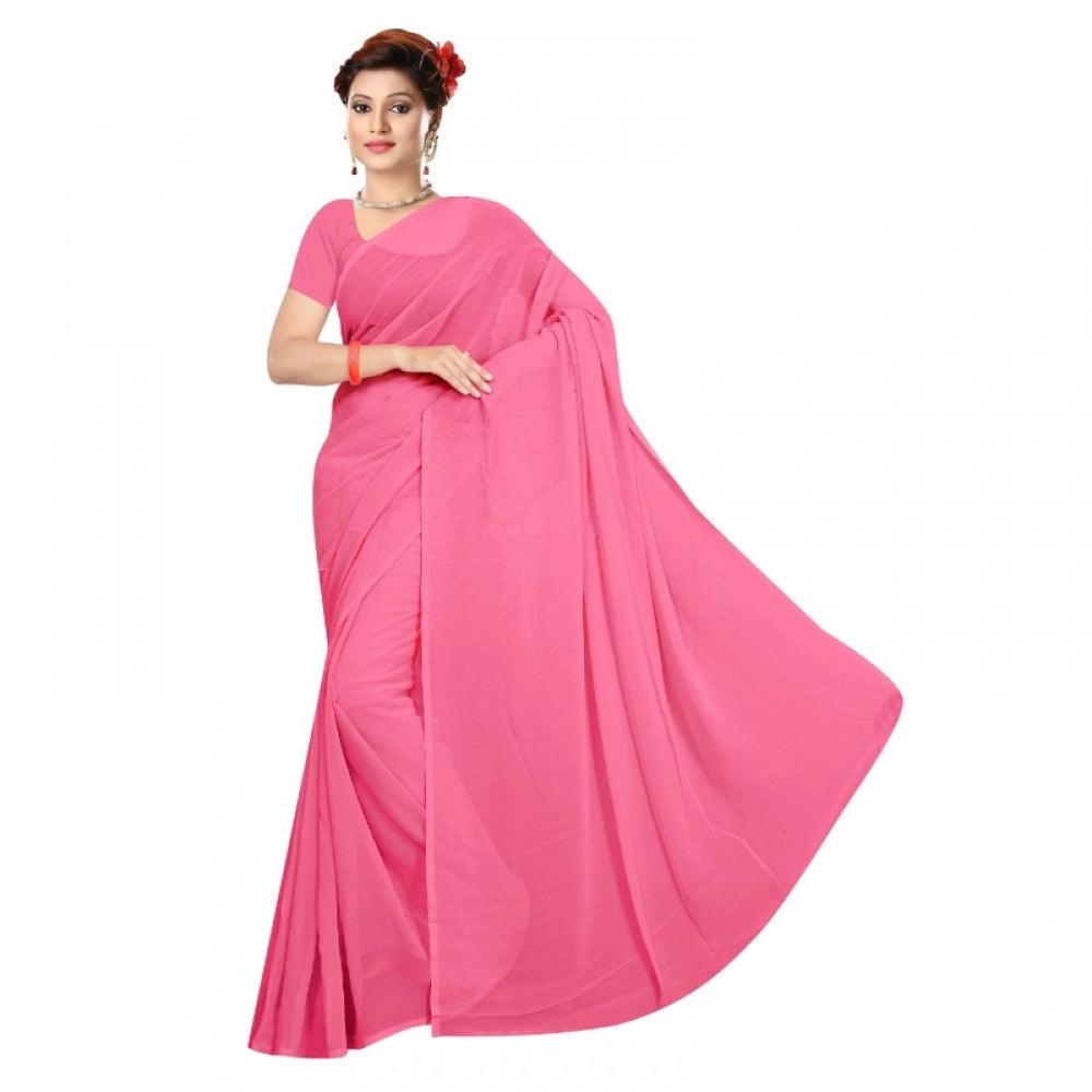 Adorable Georgette Plain Saree With Blouse piece