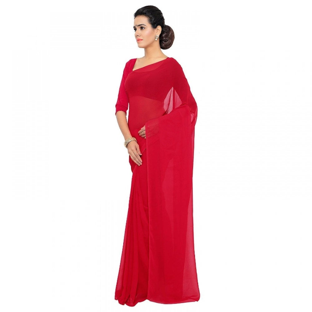 Adorable Georgette Plain Saree With Blouse piece