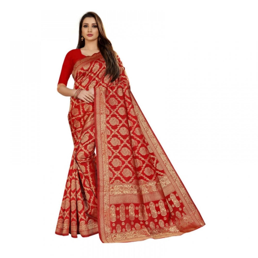 Adorable Jacquard Silk Kanjivaram Jacquard Silk Saree With Blouse piece