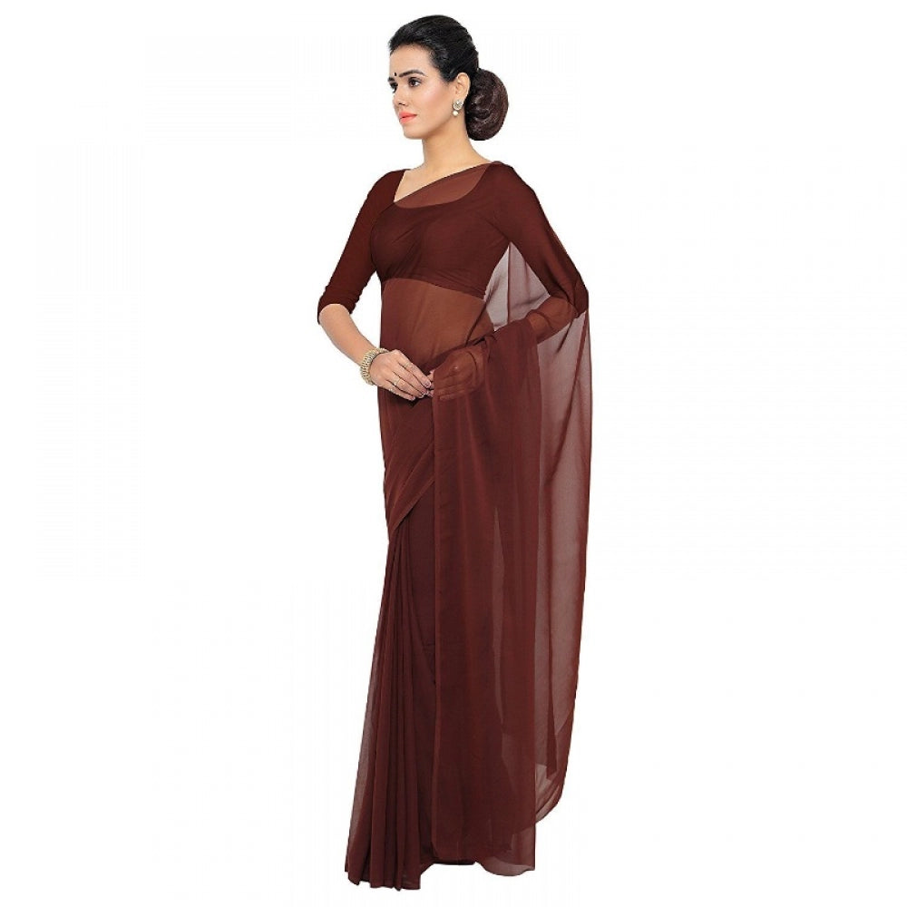 Adorable Georgette Plain Saree With Blouse piece