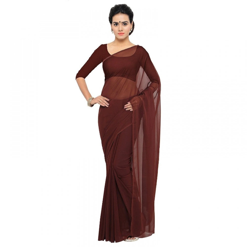 Adorable Georgette Plain Saree With Blouse piece