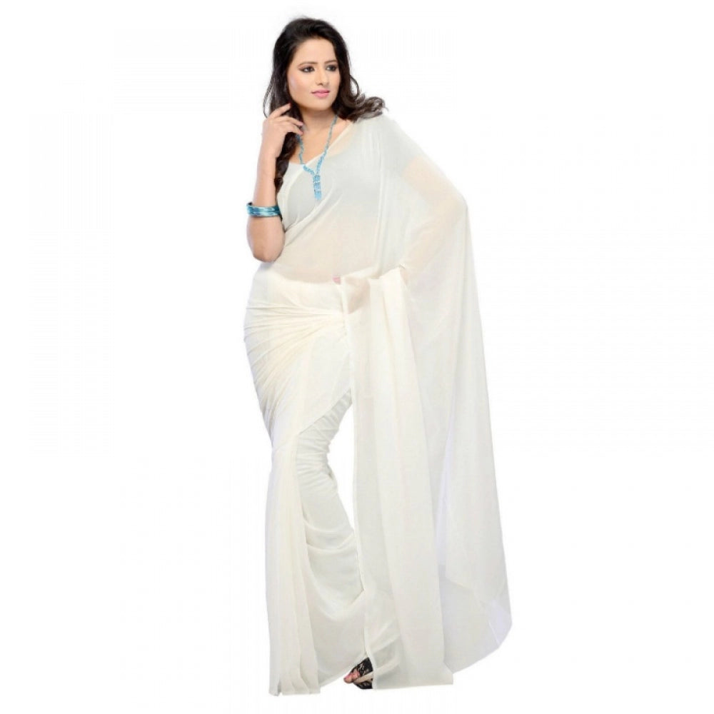 Adorable Georgette Plain Saree With Blouse piece