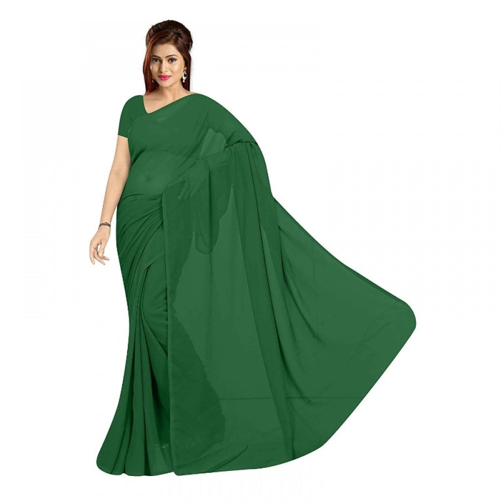 Adorable Georgette Plain Saree With Blouse piece