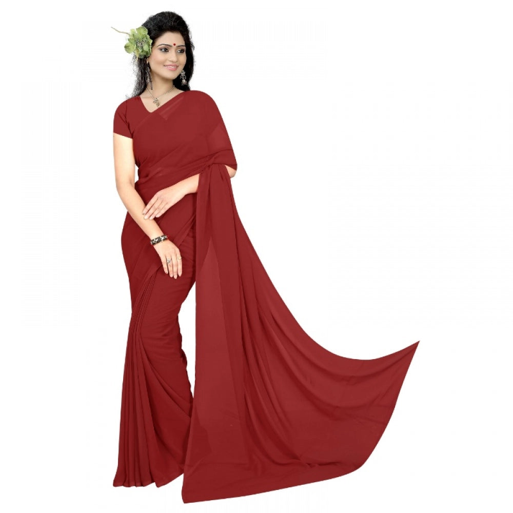 Adorable Georgette Plain Saree With Blouse piece