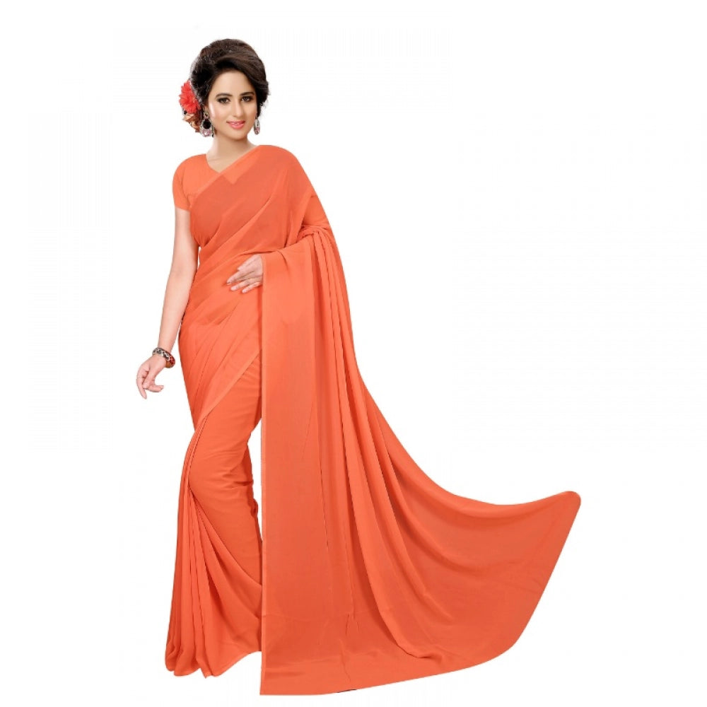 Adorable Georgette Plain Saree With Blouse piece