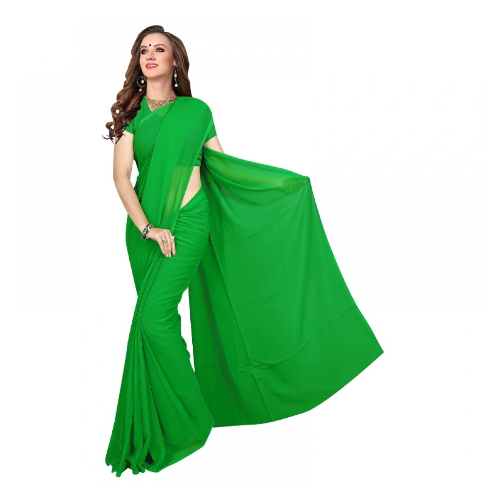 Adorable Georgette Plain Saree With Blouse piece