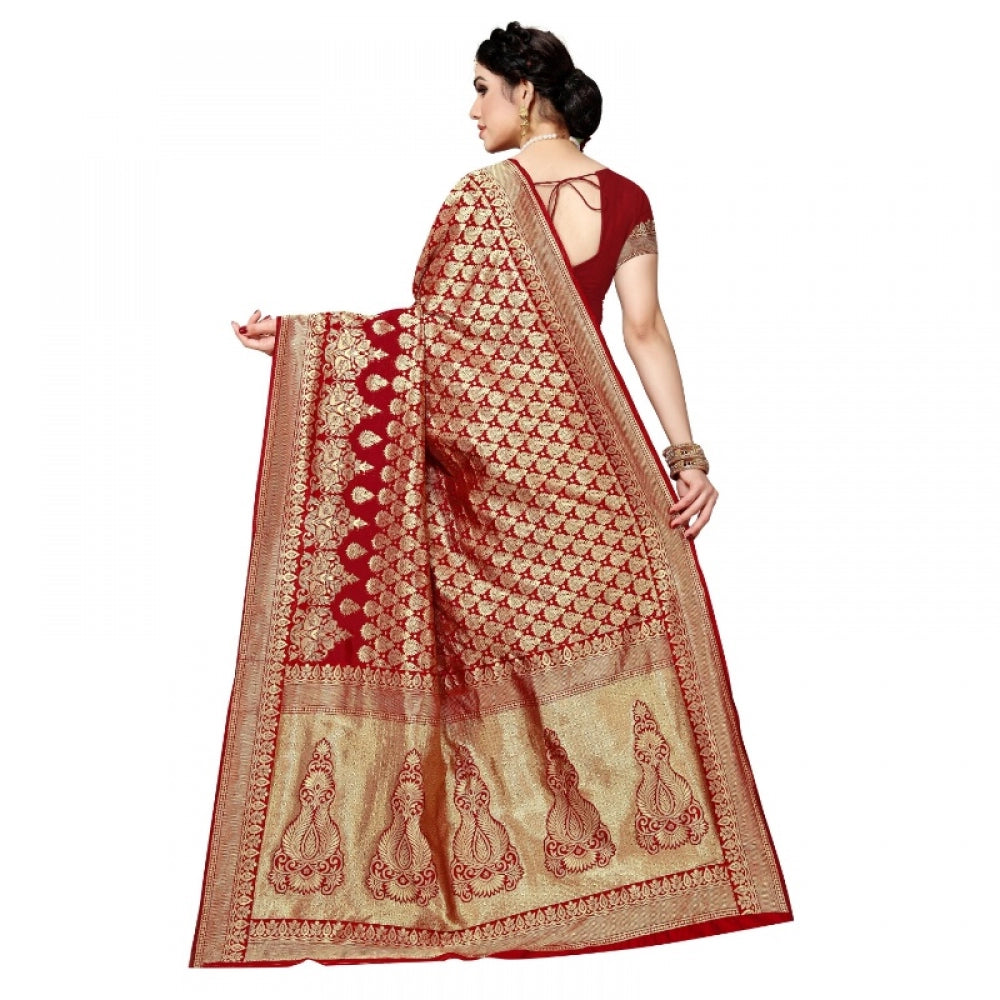 Adorable Jacquard Silk Kanjivaram Jacquard Silk Saree With Blouse piece