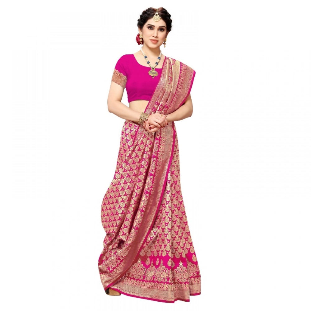 Adorable Jacquard Silk Kanjivaram Jacquard Silk Saree With Blouse piece