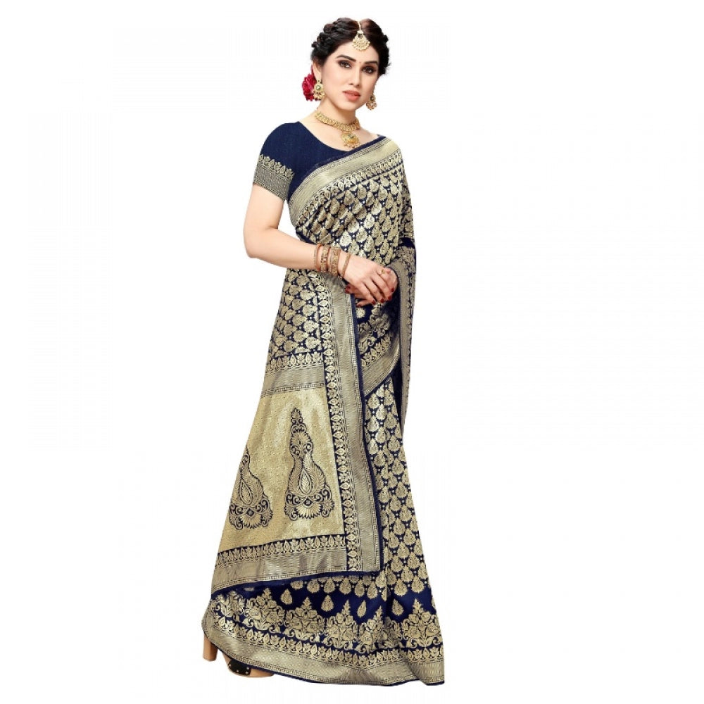 Adorable Jacquard Silk Kanjivaram Jacquard Silk Saree With Blouse piece