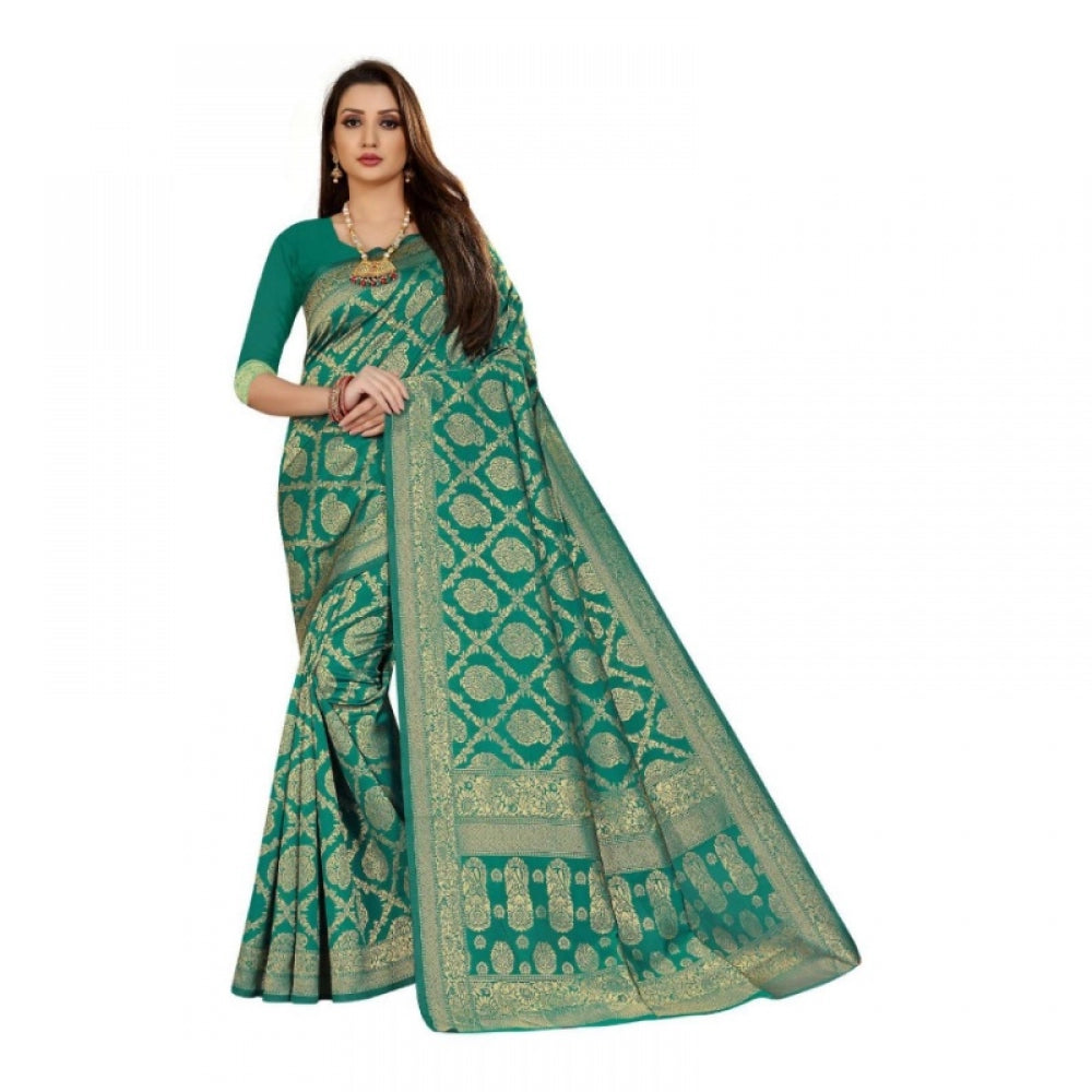 Adorable Jacquard Silk Kanjivaram Jacquard Silk Saree With Blouse piece