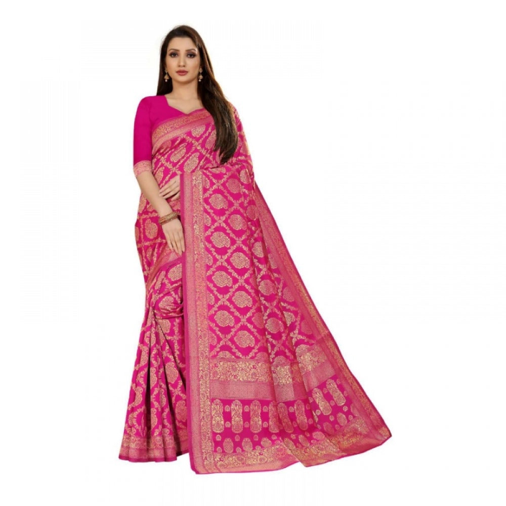 Adorable Jacquard Silk Kanjivaram Jacquard Silk Saree With Blouse piece