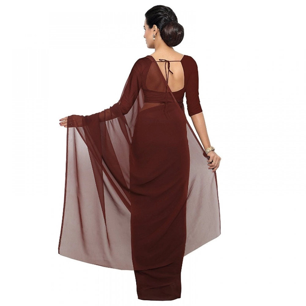 Adorable Georgette Plain Saree With Blouse piece