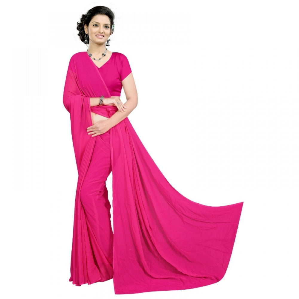 Adorable Georgette Plain Saree With Blouse piece