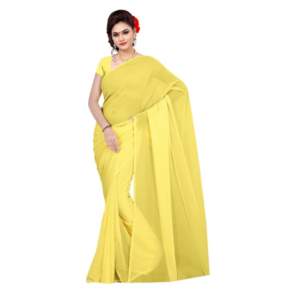 Adorable Georgette Plain Saree With Blouse piece