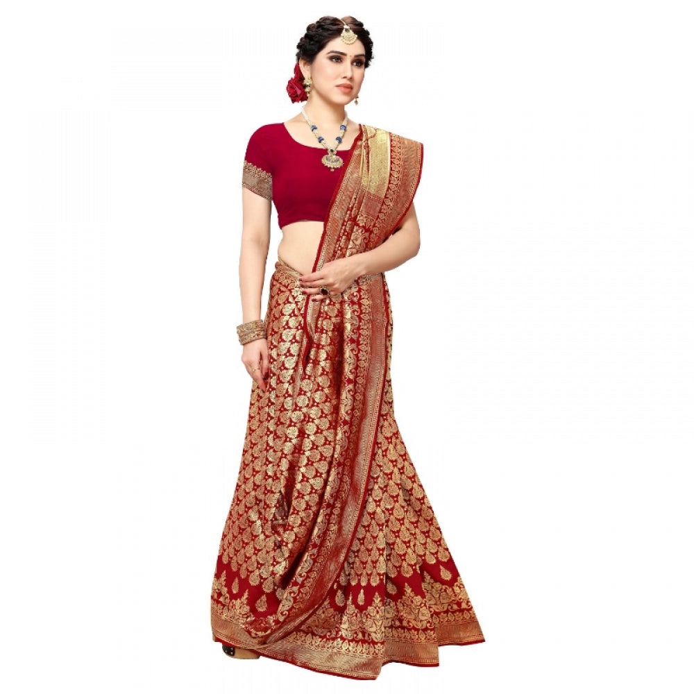 Adorable Jacquard Silk Kanjivaram Jacquard Silk Saree With Blouse piece