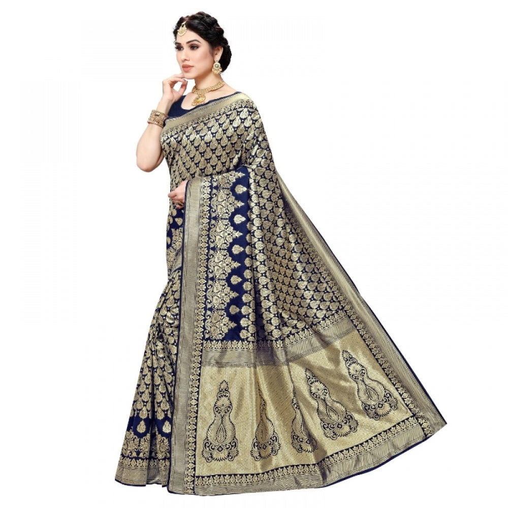 Adorable Jacquard Silk Kanjivaram Jacquard Silk Saree With Blouse piece