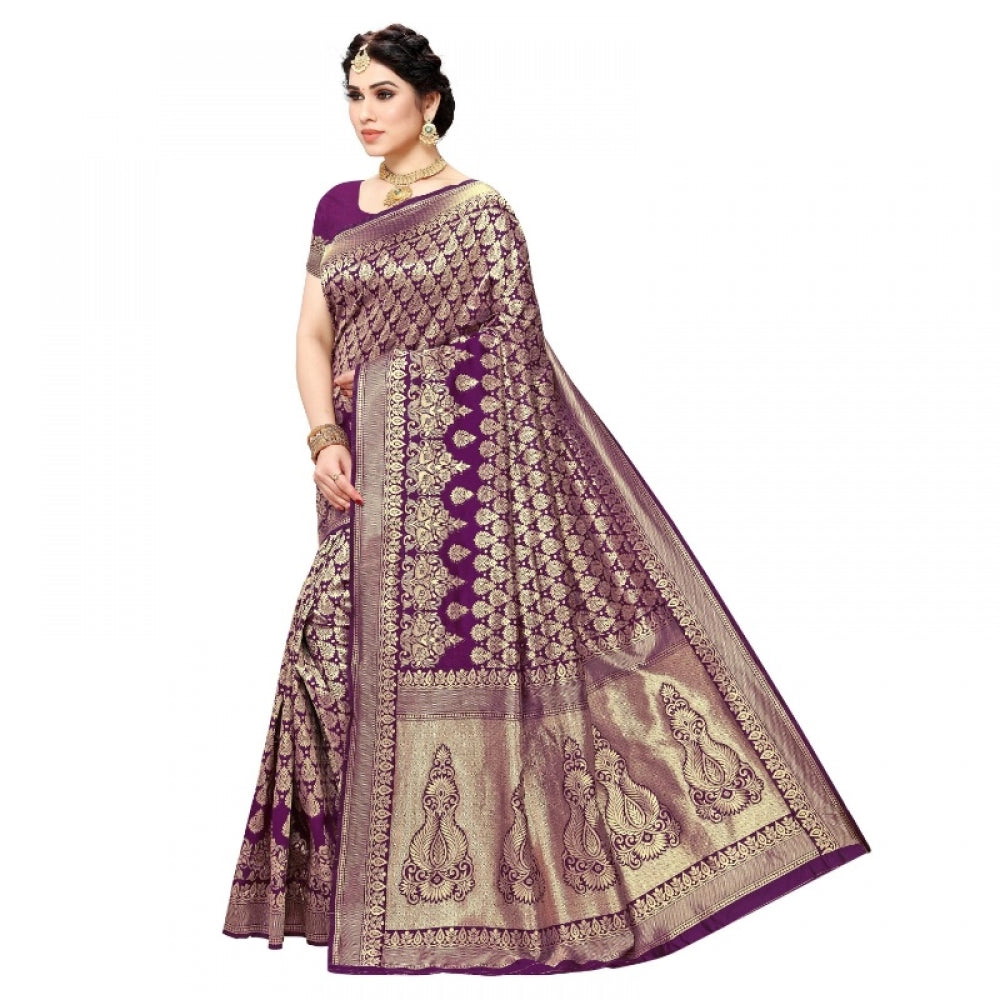 Adorable Jacquard Silk Kanjivaram Jacquard Silk Saree With Blouse piece