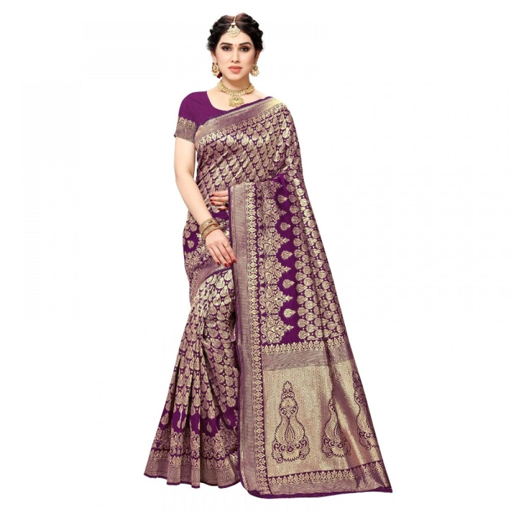 Adorable Jacquard Silk Kanjivaram Jacquard Silk Saree With Blouse piece