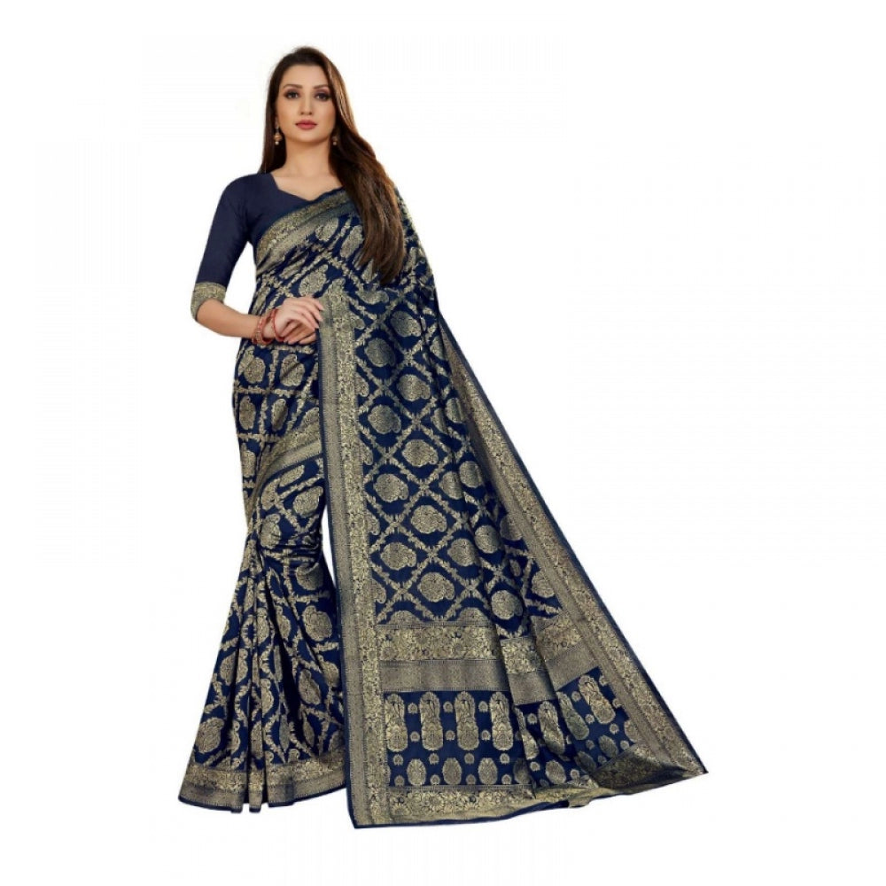 Adorable Jacquard Silk Kanjivaram Jacquard Silk Saree With Blouse piece