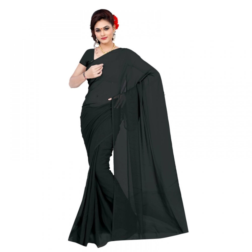 Adorable Georgette Plain Saree With Blouse piece