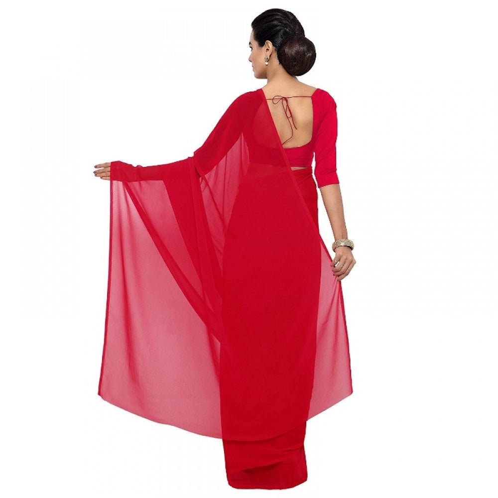 Adorable Georgette Plain Saree With Blouse piece