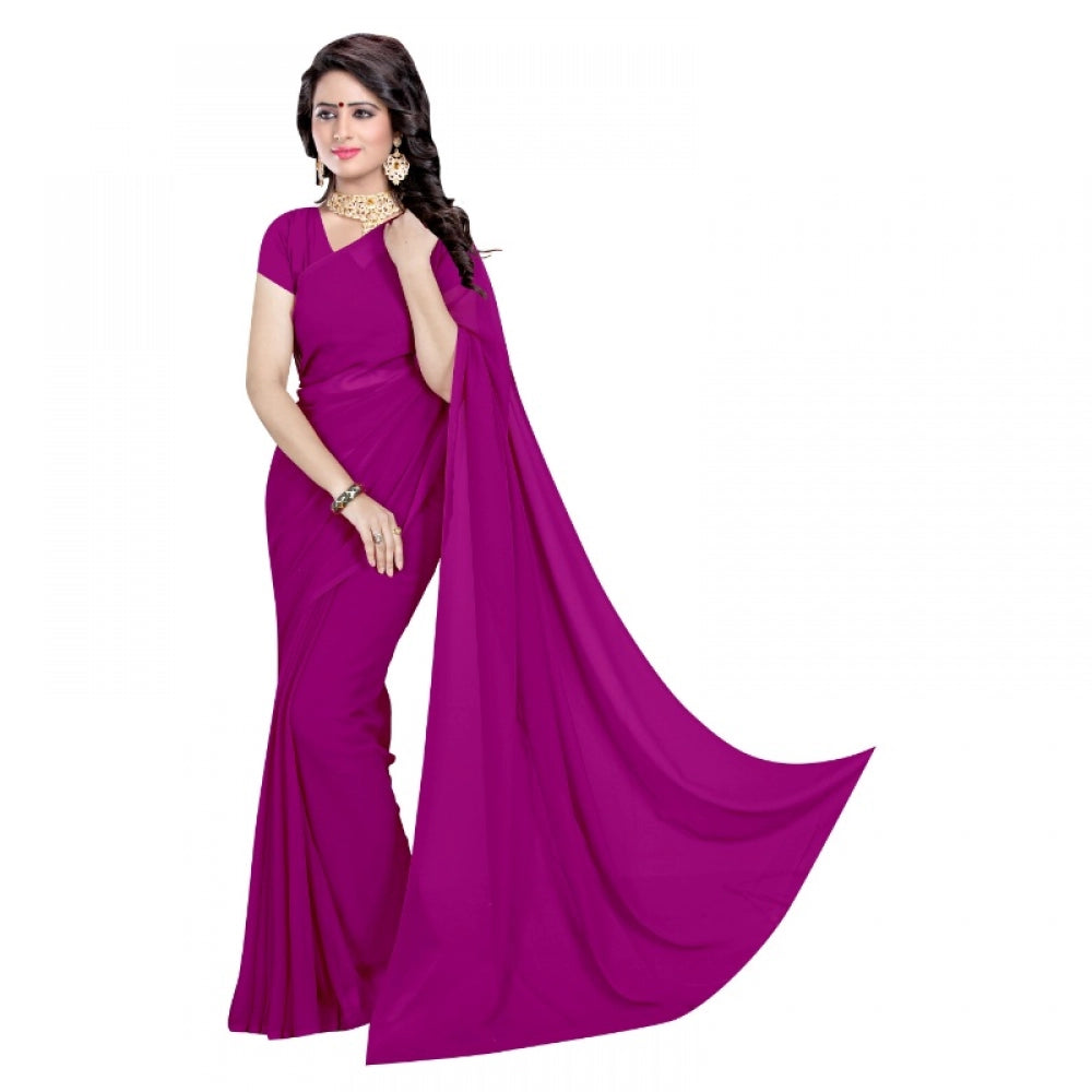 Adorable Georgette Plain Saree With Blouse piece