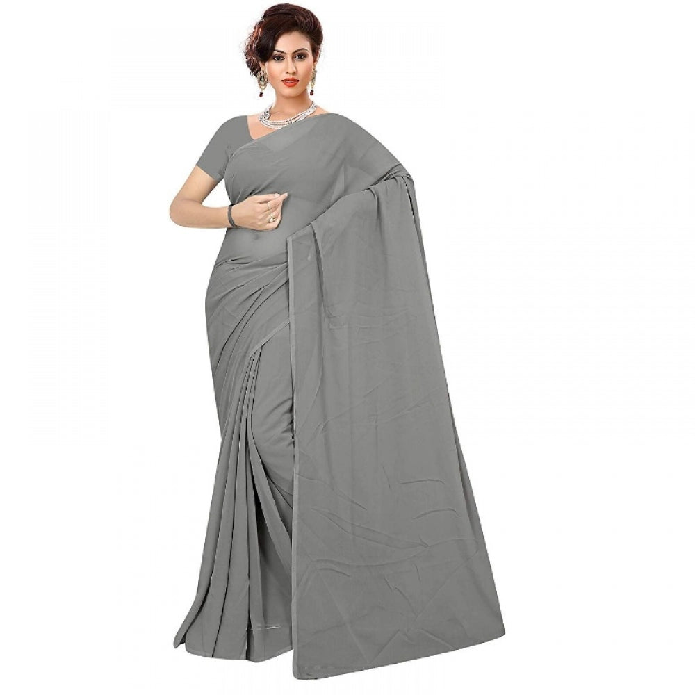 Adorable Georgette Plain Saree With Blouse piece