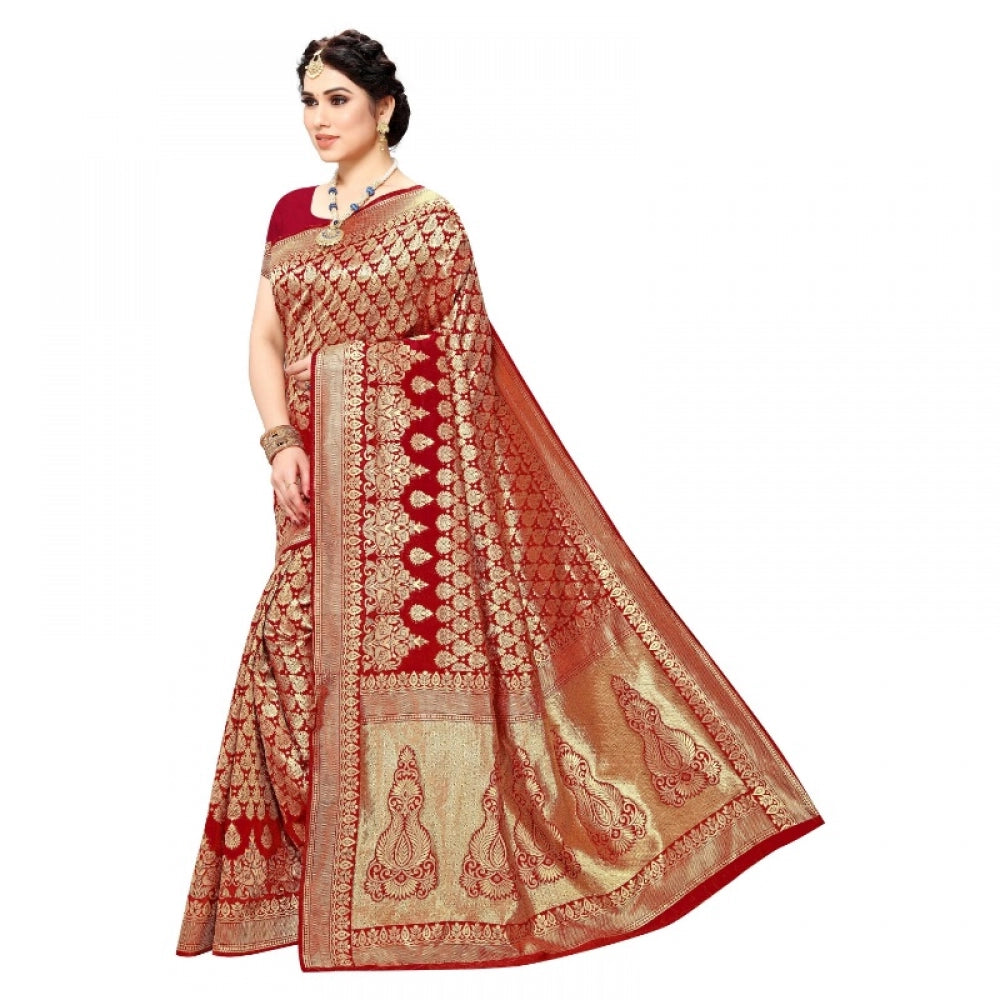 Adorable Jacquard Silk Kanjivaram Jacquard Silk Saree With Blouse piece