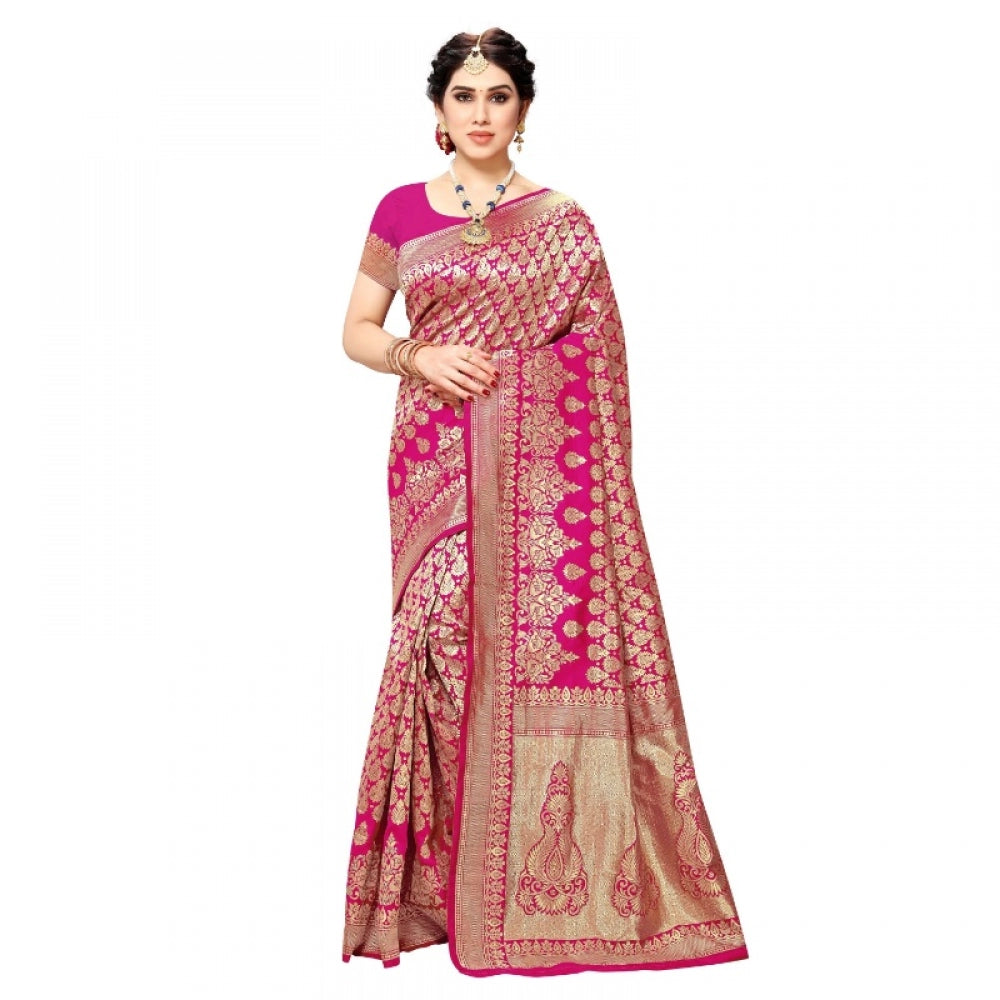 Adorable Jacquard Silk Kanjivaram Jacquard Silk Saree With Blouse piece