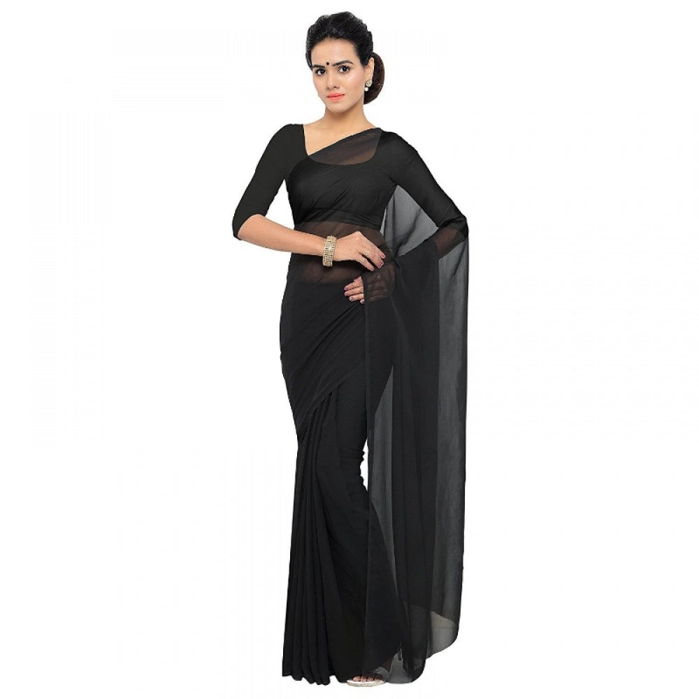 Adorable Georgette Plain Saree With Blouse piece