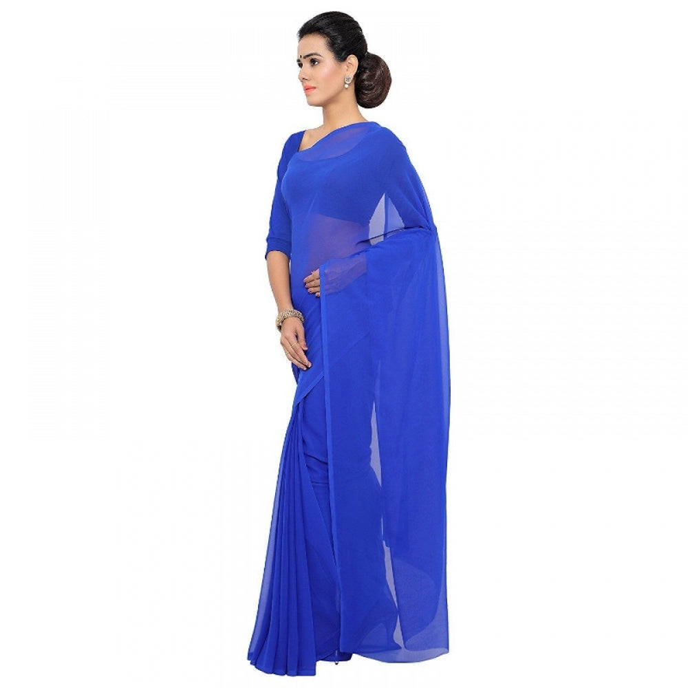 Adorable Georgette Plain Saree With Blouse piece