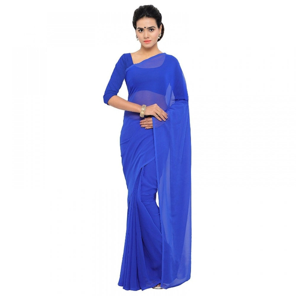 Adorable Georgette Plain Saree With Blouse piece