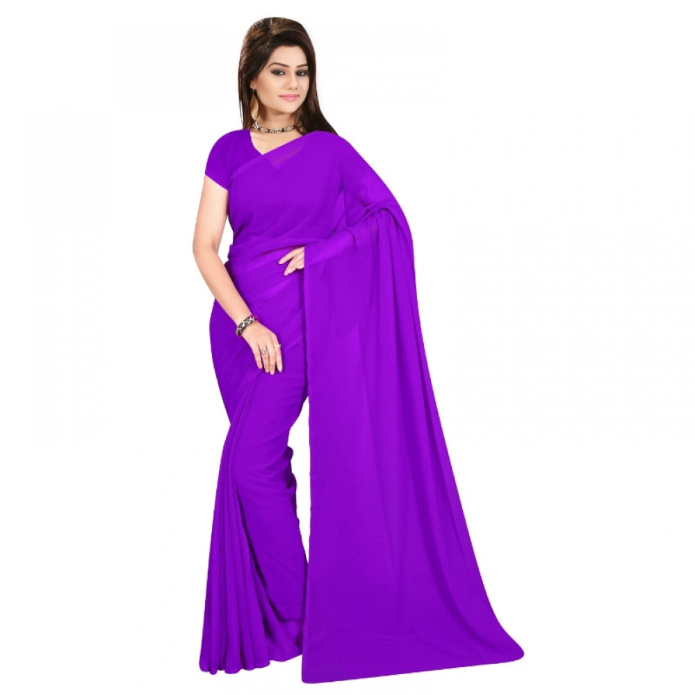 Adorable Georgette Plain Saree With Blouse piece