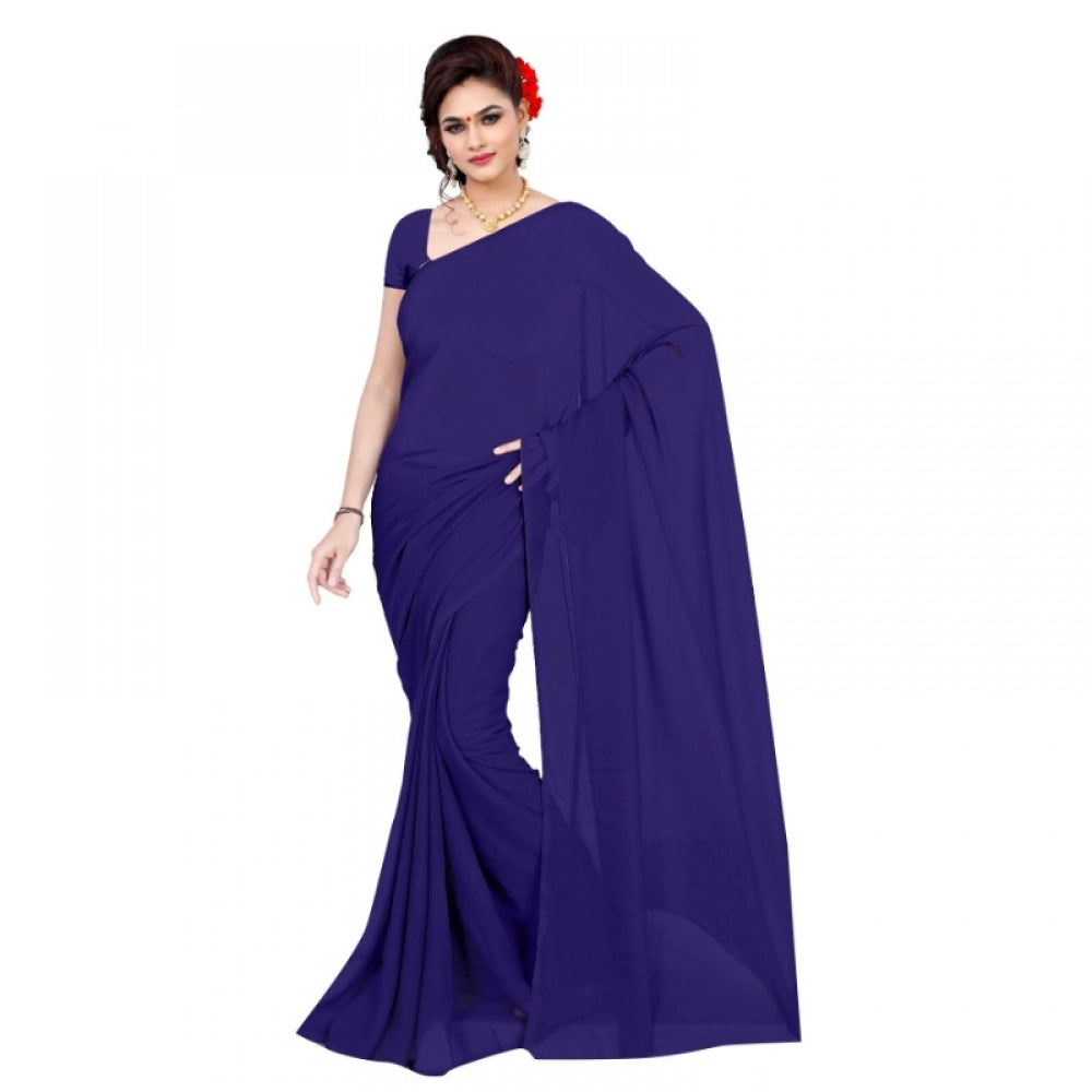 Adorable Georgette Plain Saree With Blouse piece